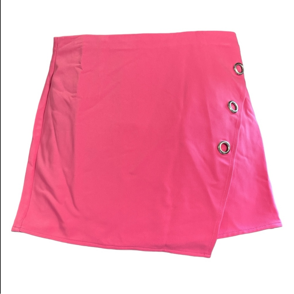 H:ours PENELOPE HOT PINK MINI SKIRT ENVELOPE SLIT SKIRT - Picture 2 of 10